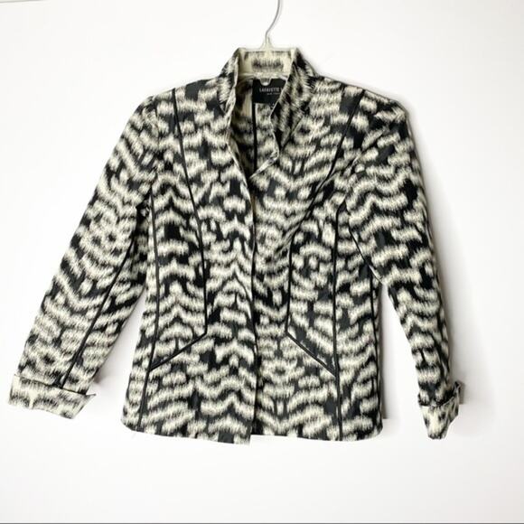 Lafayette 148 New York Black & Cream Zebra Inspired Print Blazer Size 4 - Picture 1 of 6